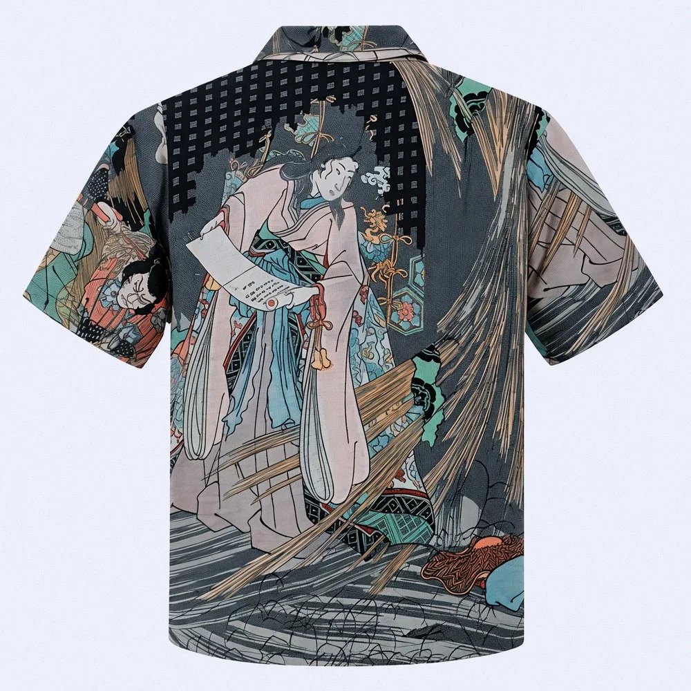 REBEL VENGEANCE Tapestry Jacket Mens Large Multicolor RN168055 Ukiyo-e Skull Art